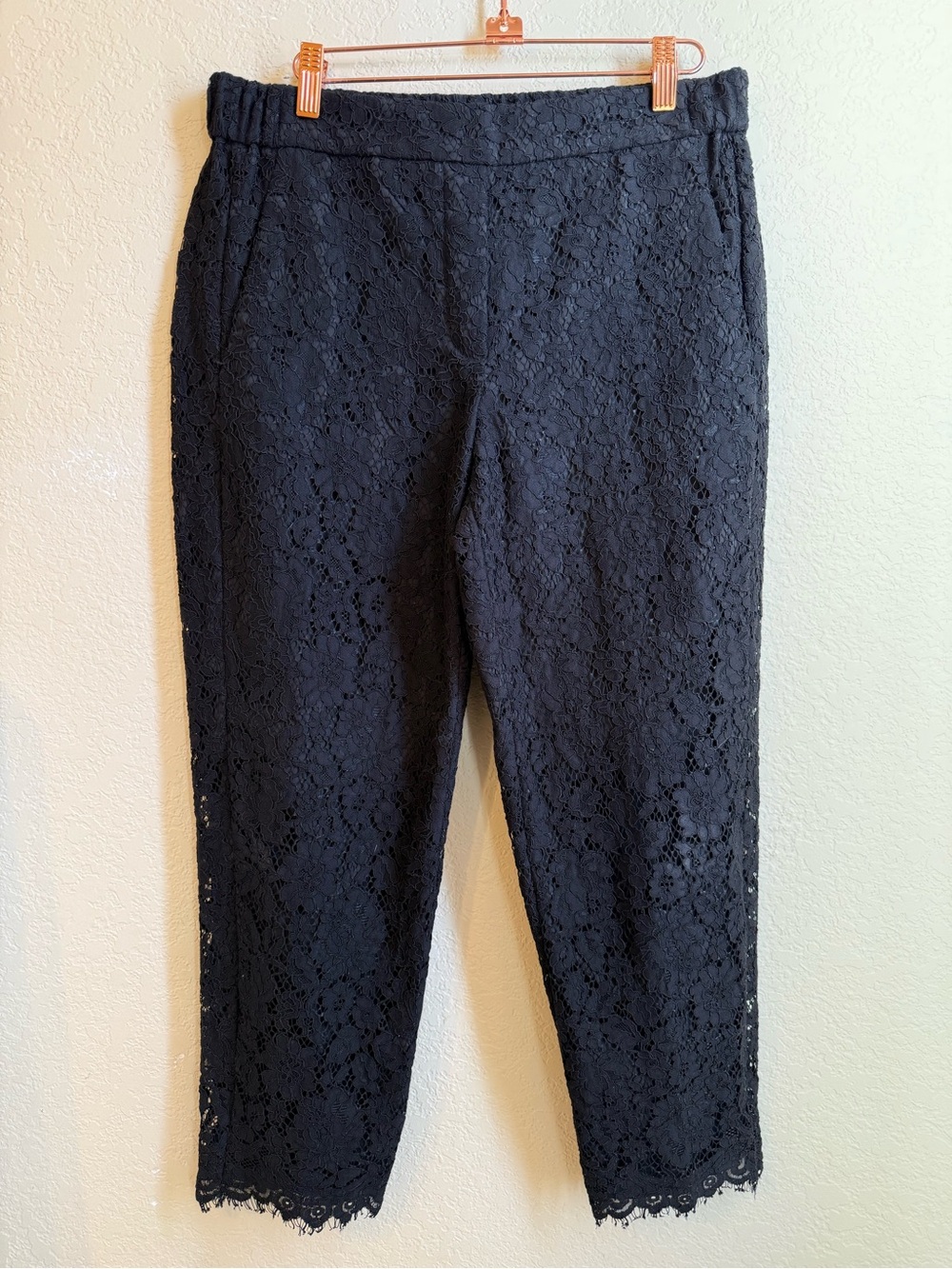 J. Crew Cropped Black Lace Pants with Pockets!